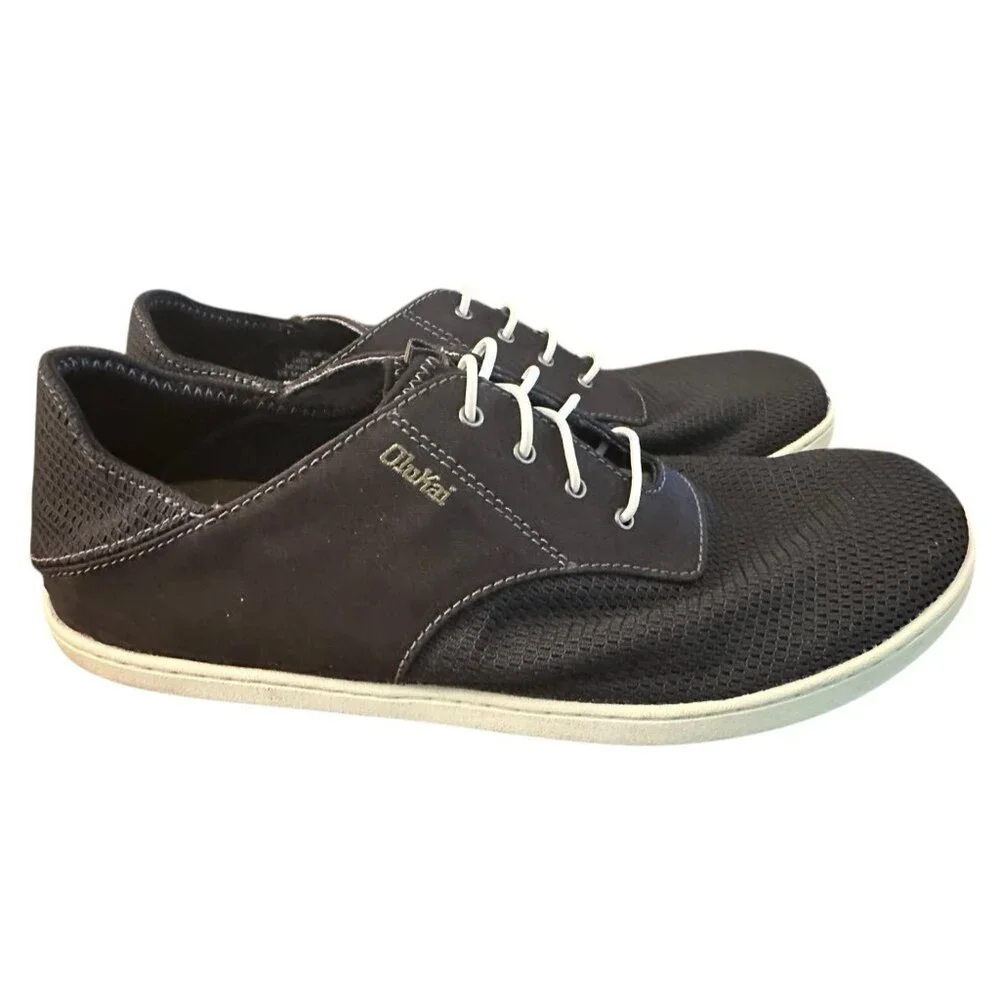 Olukai Nohea Moku Slip On Sneaker Black Casual Lace Boat‎ Shoes Beach Sz 10.5
